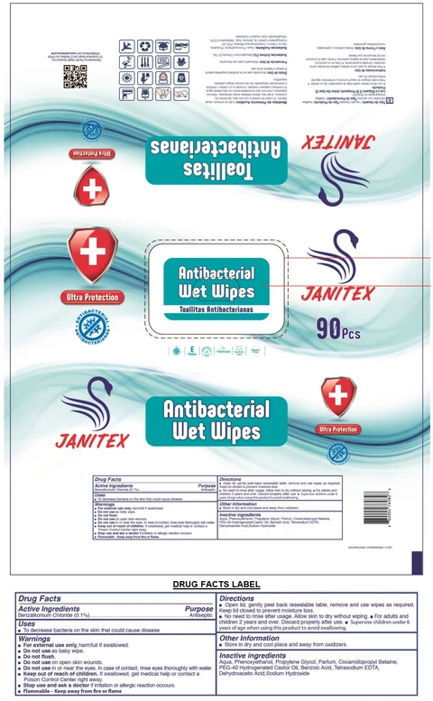 JANITEX ANTIBACTERIAL WET WIPES 포장
