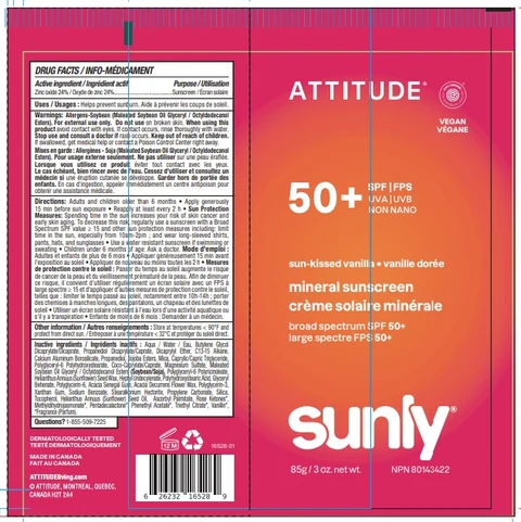 ATTITUDE Sunly Mineral sunscreen SPF 50 Sun kissed vanilla 포장