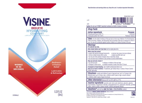 Visine Red Eye Hydrating ComfortEye Drops 포장