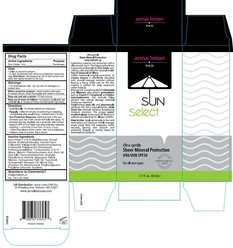 anna lotan Ultra-gentle Sheer Mineral Protection UVA/UVB SPF50 packaging