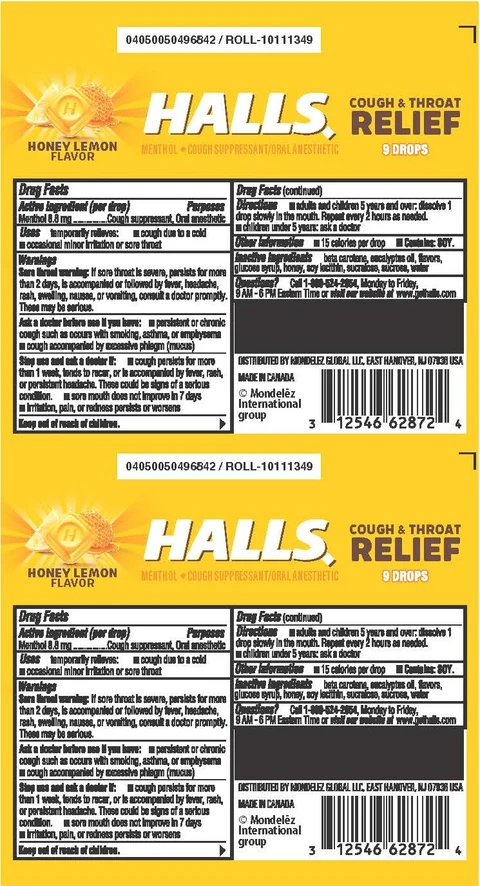 HallsHoney Lemon packaging