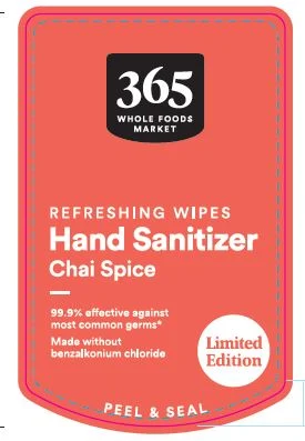 365 Chai Spice Hand Sanitizer Wipes 포장