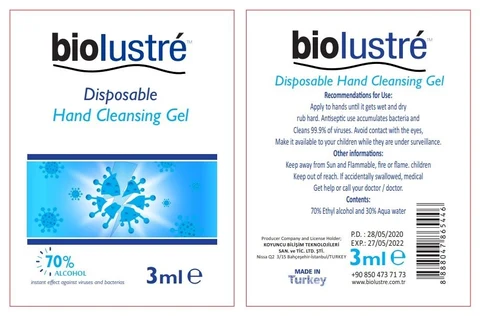 Biolustre Disposable Hand Cleansing Gel 포장