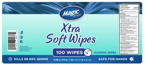 MAGIC XTREME XTRA SOFT ALCOHOL WIPES 100 packaging