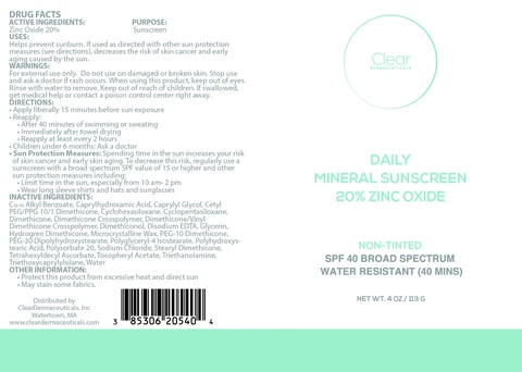 Daily Mineral Sunscreen 20% Zinc Oxide 포장