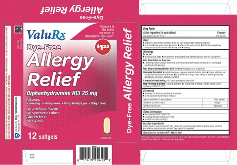 ValuRx Dye Free Allergy Relief 포장