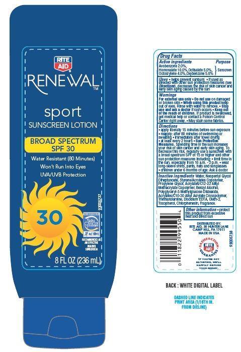 Rite Aid RENEWAL Sport SPF 30 packaging