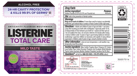Listerine Total Care Alcohol Free Anticavity Fluoride Mouthwash Fresh Mint packaging