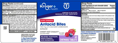 Kroger Wild Berry Antacid Chews packaging
