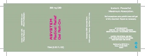 ASYSTEM Radical Relief Gel Roll-On 300mg CBD 포장