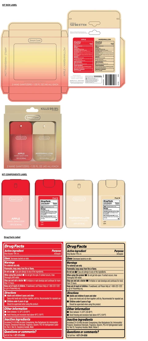 Smart Care 2 HAND SANITIZERS 1.35 FL OZ (APPLE, MARSHMALLOW) 포장