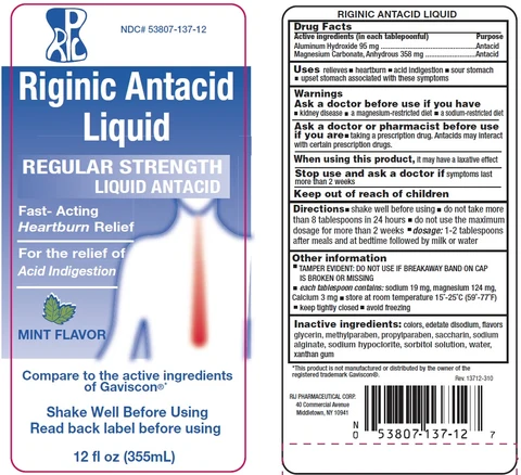 Riginic Antacid Liquid packaging
