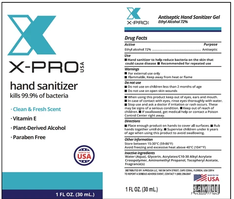 X-PROUSA Antiseptic Hand Sanitizer Gel, Clean and Fresh Scent packaging