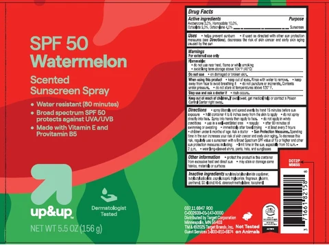 Target Up and Up SPF 50 Watermelon Scented Sunscreen packaging