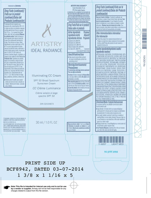Artistry Ideal Radiance Illuminating CC SPF 50 Broad Spectrum Sunscreen Light/Medium 포장
