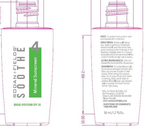 RODAN FIELDS SOOTHE 4 Mineral Sunscreen BROAD SPECTRUM SPF 30 포장