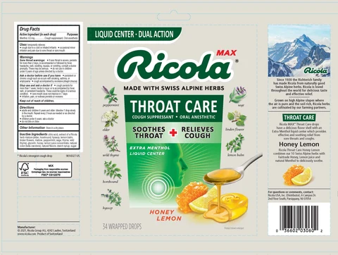 RICOLA MAX THROAT CARE HONEY LEMON 포장