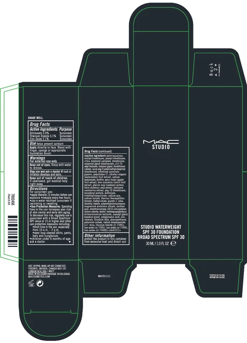 MAC STUDIO WATERWEIGHT SPF 30 BROAD SPECTRUM FOUNDATIONSUNSCREEN packaging