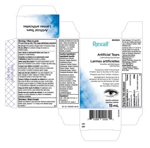 Rexall Artificial Tears packaging