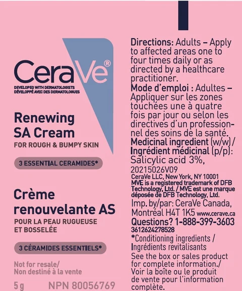 CeraVe Developed with Dermatologists Renewing SA for Rough and Bumpy Skin 포장