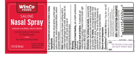 WinCo Foods Saline Nasal Relief packaging