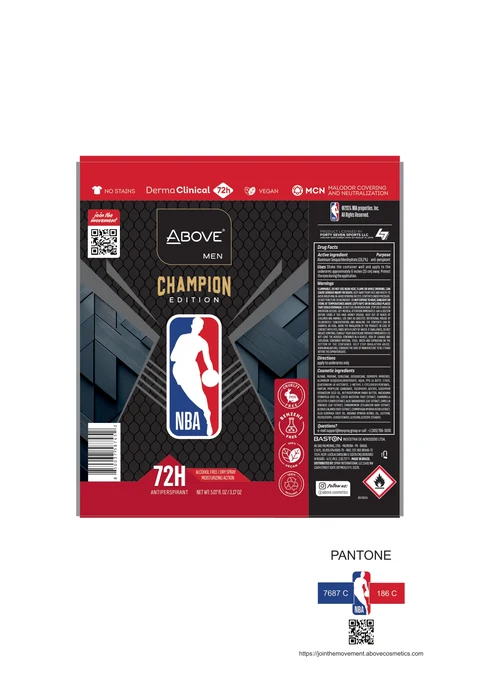 ABOVE NBA MEN CHAMPION EDITION ANTIPERSPIRANT DEODORANT 72H 포장
