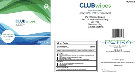 CLUB Wipes Sanitizing Wipes for Hands packaging