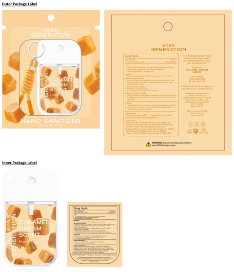 BCBG GENERATION Hand Sanitizer CARAMEL DREAM SCENT 포장