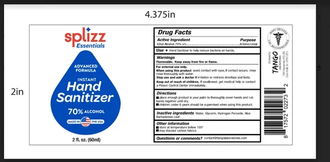 Splizz EssentialsInstant Hand Sanitizer Liquid packaging