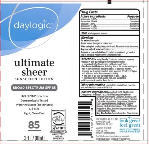 Ultimate Sheer Sunscreen SPF 85Rite Aid 포장