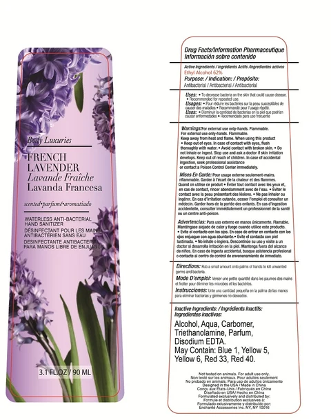 Body Luxuries French Lavender Waterless Anti-bacterial Hand Sanitizer 포장