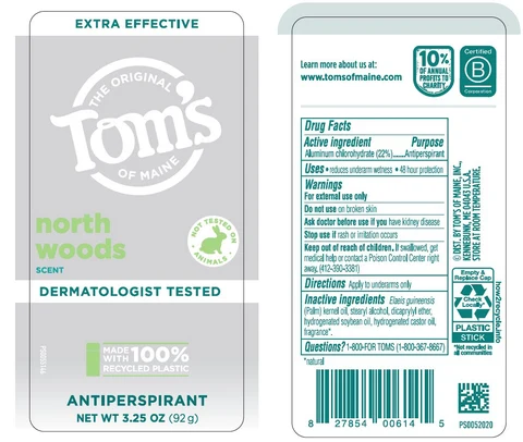 Toms of Maine for Men North Woods Antiperspriant Deodorant - Free Talc wo Olea packaging