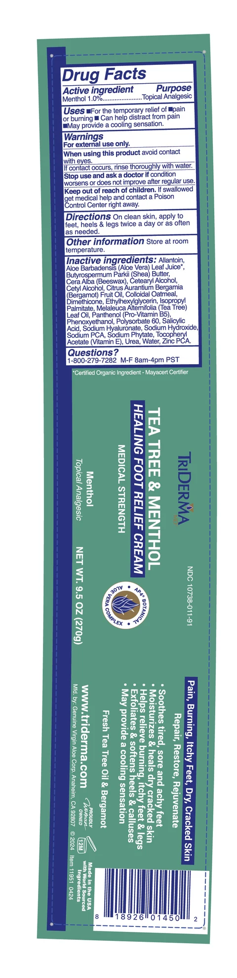 TriDerma Tea Tree Foot Cream packaging