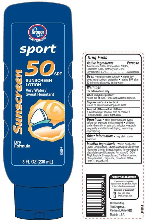 Kroger Sport sunscreenSPF 50 packaging
