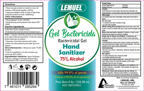 Lemuel Hand Sanitizer packaging