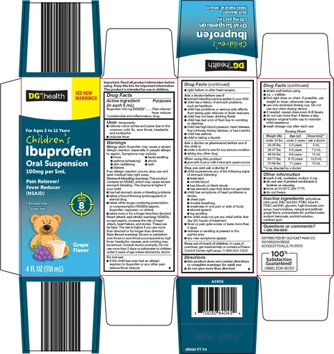 dg health childrens ibuprofen packaging