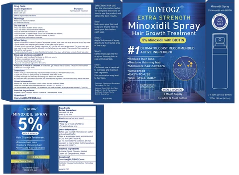 BLIYEOGZ 5% Minoxidil Hair Growth Sprays Serum 포장