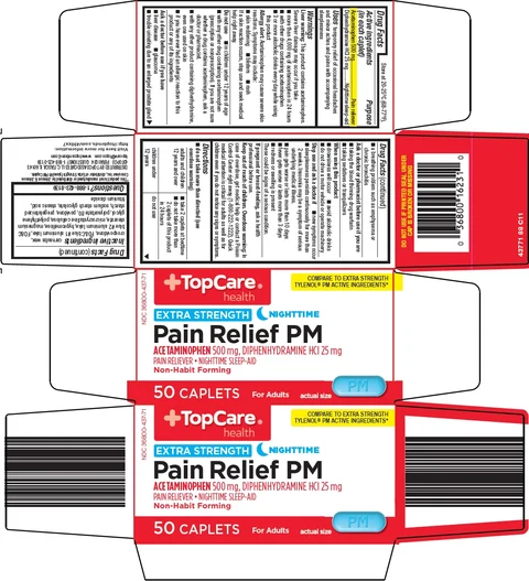 Topcare pain relief PMextra strength non habit forming packaging