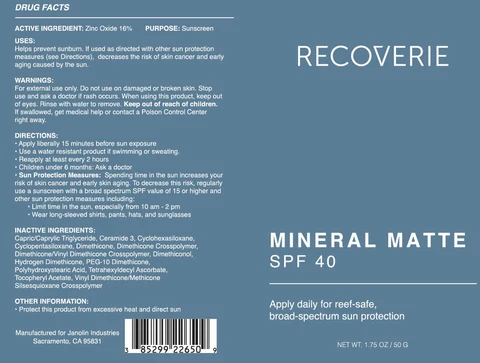 Recoverie Mineral Matte 포장