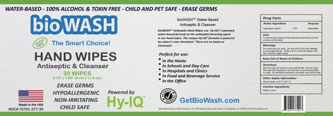 BioWash Hand Wipes 포장
