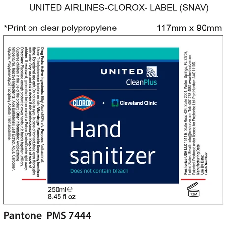 United Airlines Clean Plus Clorox 포장