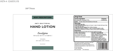 BODY PRESCRIPTIONS Eucalyptus INFUSED WITH VITAMIN E ANTIBACTERIAL HAND 포장