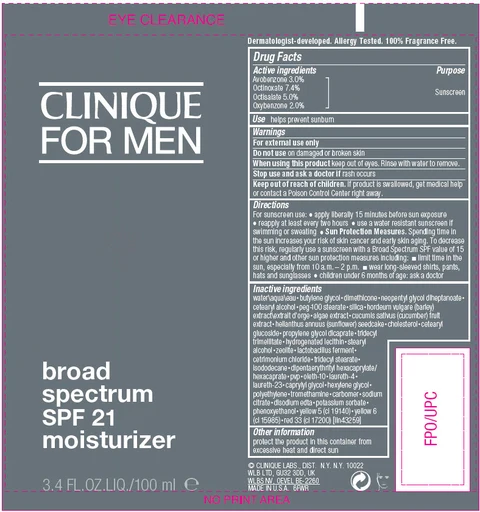 CLINIQUE FOR MEN BROAD SPECTRUM SPF 21 MOISTURIZER packaging