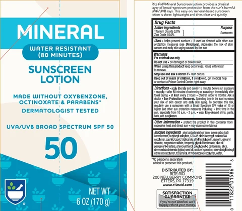 Rite Aid Mineral Sunscreen Broad Spectrum SPF 50 packaging
