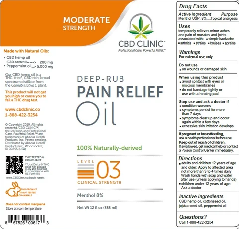 CBD Clinic Deep-Rub Pain Relief - Level 3 packaging
