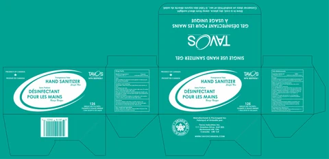 Tavos Hand Sanitizer Gel packaging
