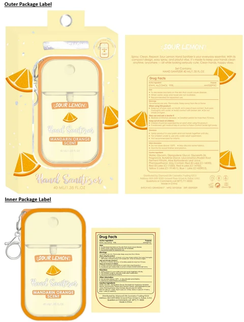 SOUR LEMON Hand Sanitizer MANDARIN ORANGE SCENT 포장