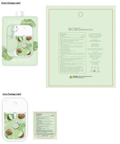 BCBGENERATION Hand Sanitizer ISLAND COCONUT SCENT 포장