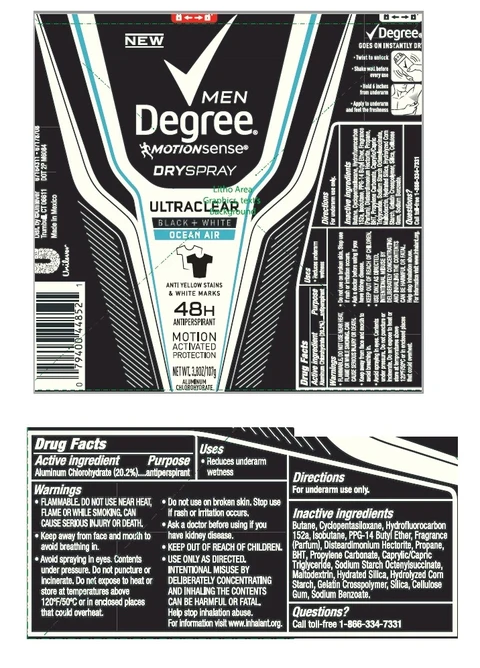 Degree Men MotionSense Ultraclear Black and White Ocean Air 48H Antiperspirant 포장