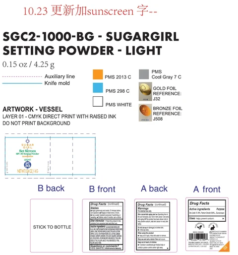 Sugargirl Set Screen SPF 30 Setting Powder Sunscreen Light 포장